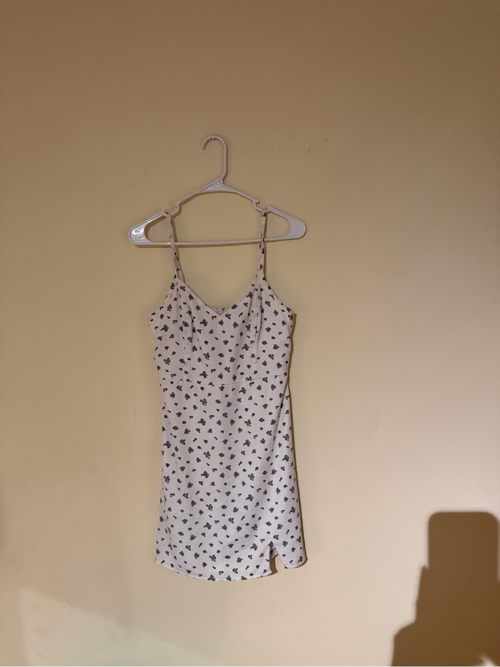 Hollister White Dress with Black Floral Sprigs